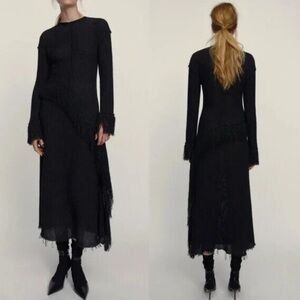 NWT ZARA Studio Black Long Shimmery Dress S Limited Edition Premium Collection